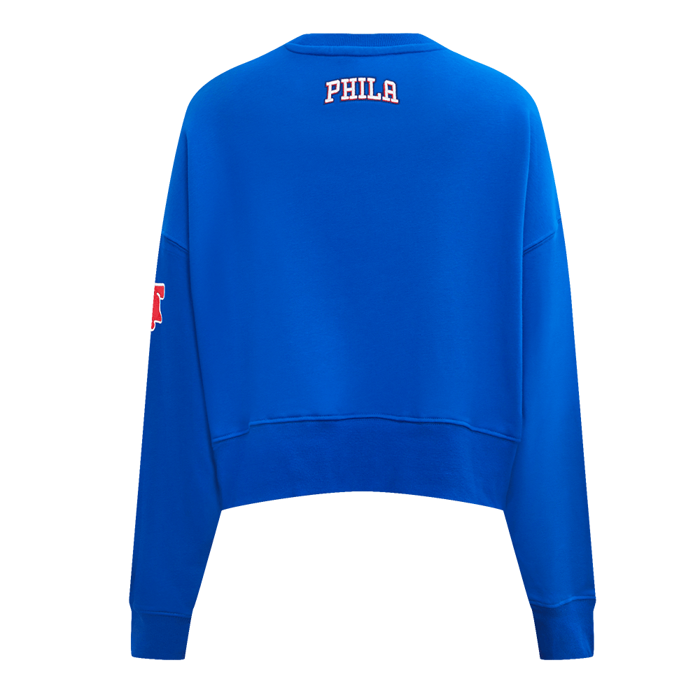 NBA PHILADELPHIA 76ERS CLASSIC Women FLEECE CREWNECK (ROYAL BLUE) product image 5, provided for visual reference and product