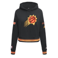 NBA PHOENIX SUNS RETRO CLASSIC Women RIB CROPPED PULLOVER HOODIE (BLACK/ORANGE) product image 1, provided for visual