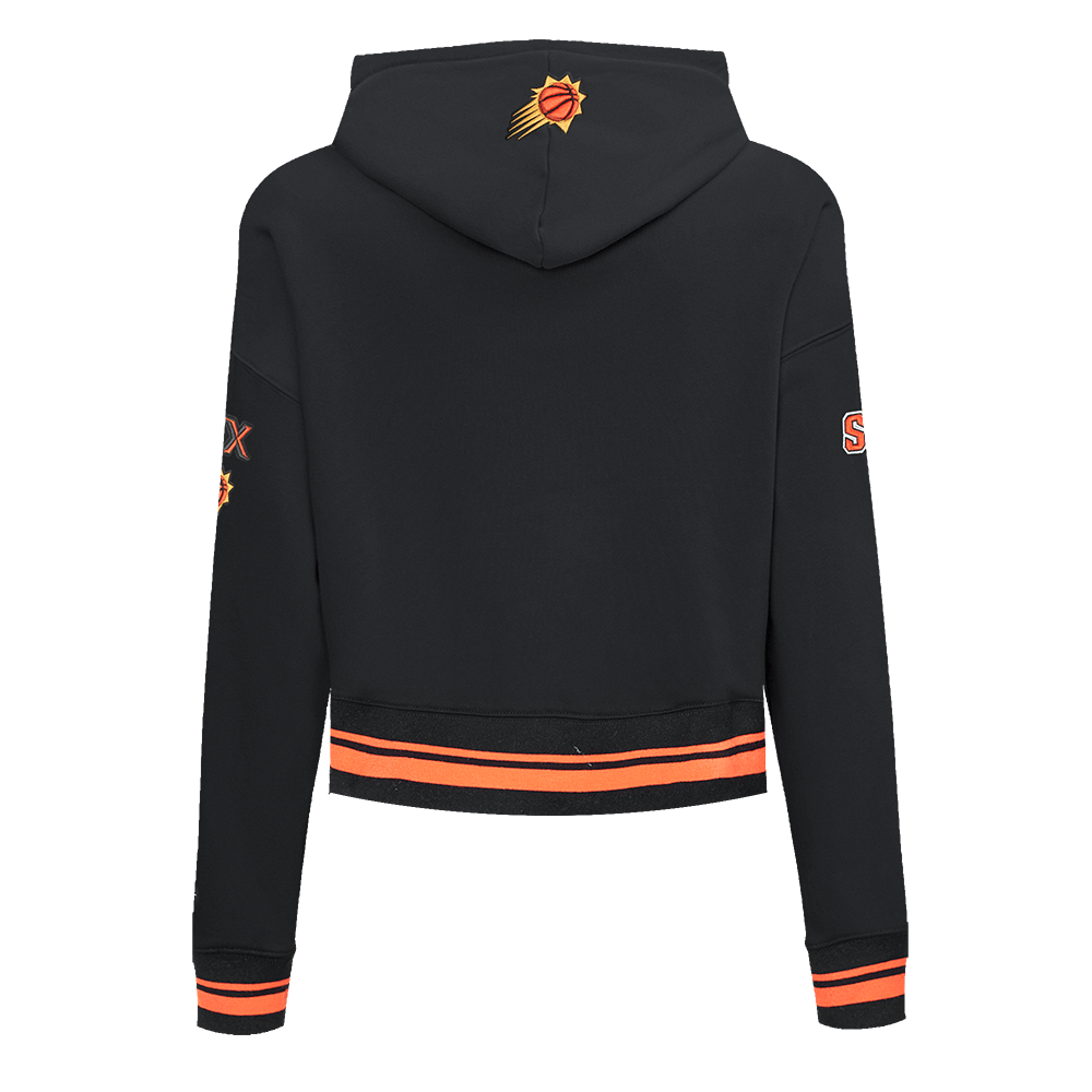 NBA PHOENIX SUNS RETRO CLASSIC Women RIB CROPPED PULLOVER HOODIE (BLACK/ORANGE) product image 3, provided for visual