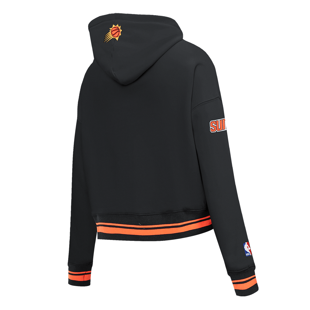 NBA PHOENIX SUNS RETRO CLASSIC Women RIB CROPPED PULLOVER HOODIE (BLACK/ORANGE) product image 4, provided for visual
