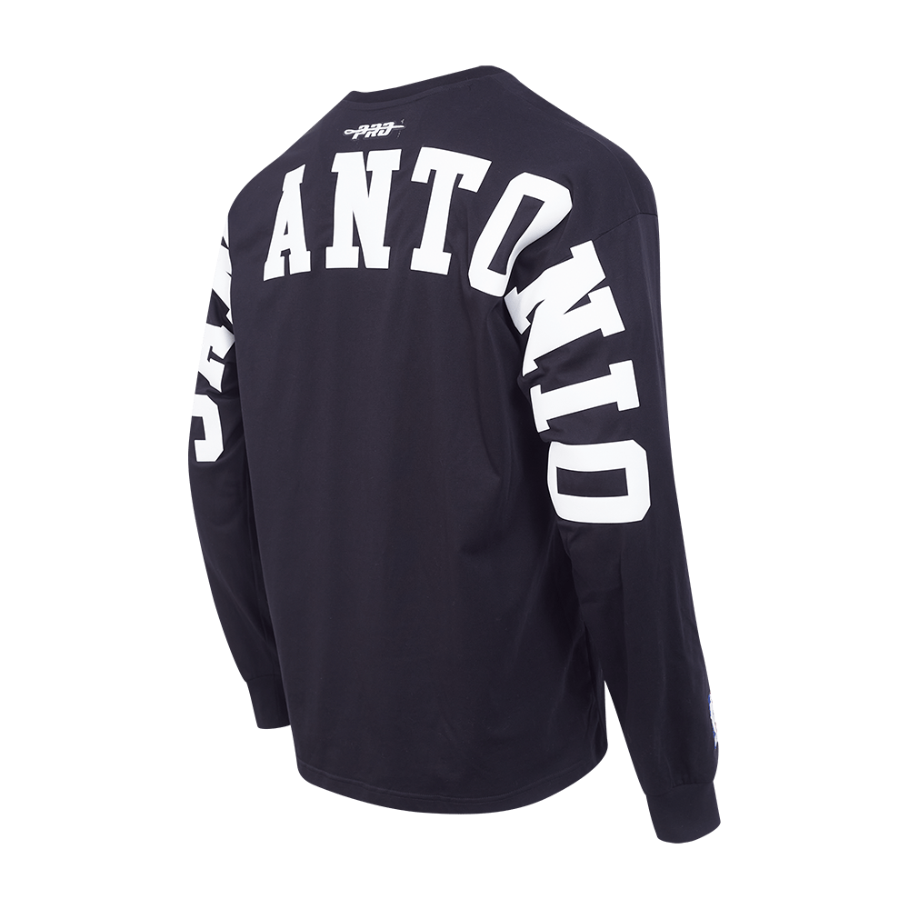 NBA SAN ANTONIO SPURS WINGSPAN Men DROP SHOULDER LS T-Shirt (BLACK) product image 6, provided for visual reference and