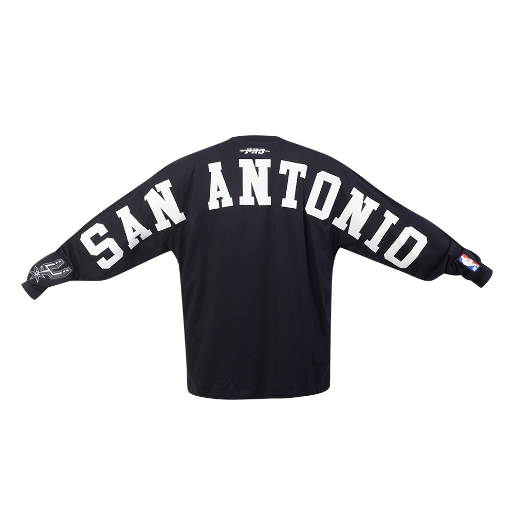 NBA SAN ANTONIO SPURS WINGSPAN Men DROP SHOULDER LS T-Shirt (BLACK) product image 7, provided for visual reference and
