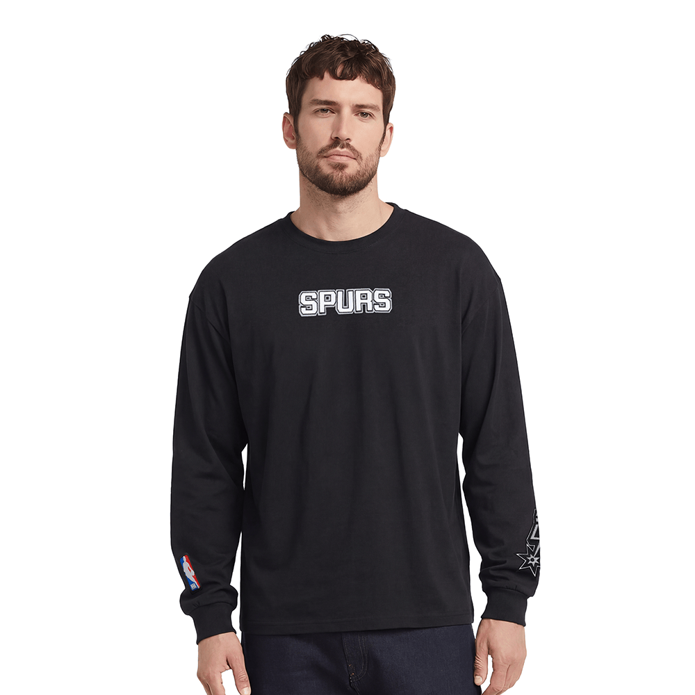 NBA SAN ANTONIO SPURS WINGSPAN Men DROP SHOULDER LS T-Shirt (BLACK) product image 2, provided for visual reference and