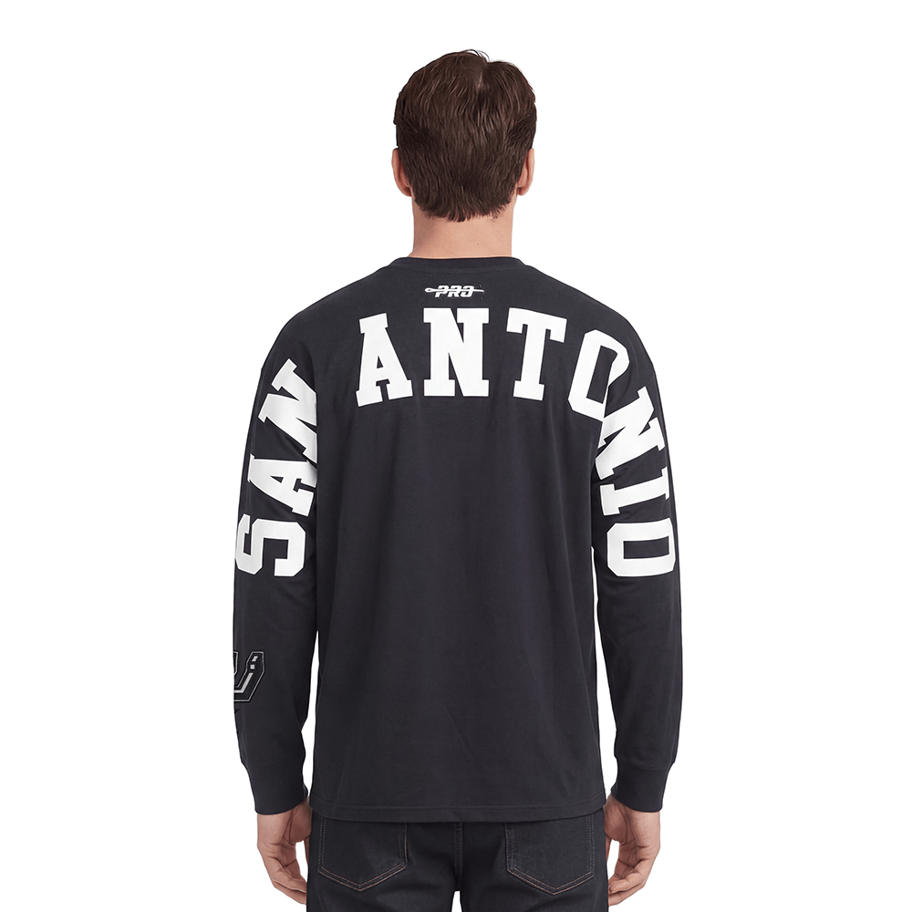 NBA SAN ANTONIO SPURS WINGSPAN Men DROP SHOULDER LS T-Shirt (BLACK) product image 1, provided for visual reference and