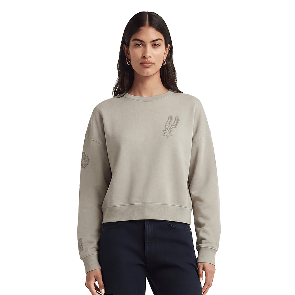 NBA SAN ANTONIO SPURS NEUTRAL Women CREWNECK (TAUPE) product image 1, provided for visual reference and product detail review