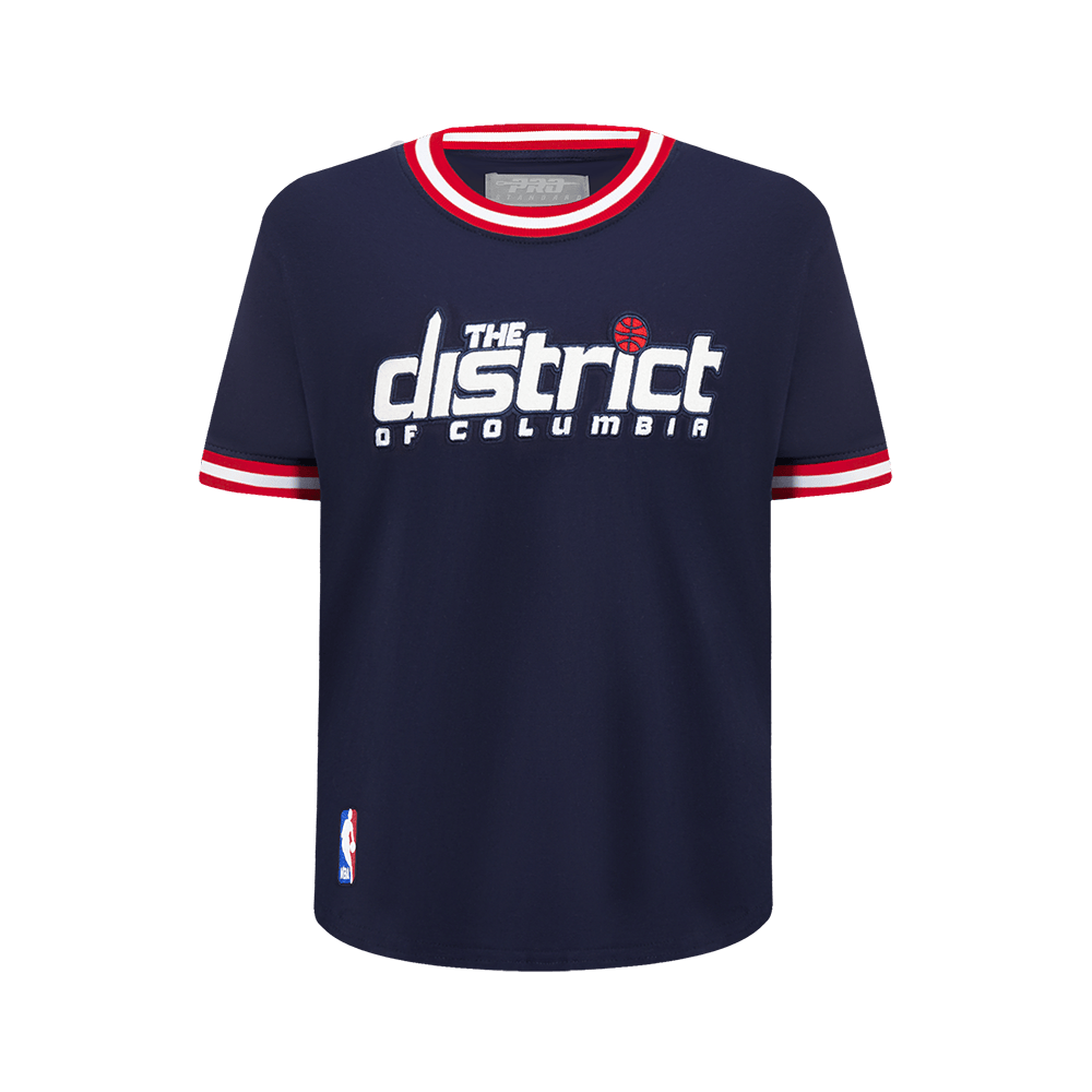 NBA WASHINGTON WIZARDS CLASSIC BIG BOY'S SHORT SLEEVE STRIPED RIB T-Shirt (MIDNIGHT NAVY/RED) product image 1, provided for