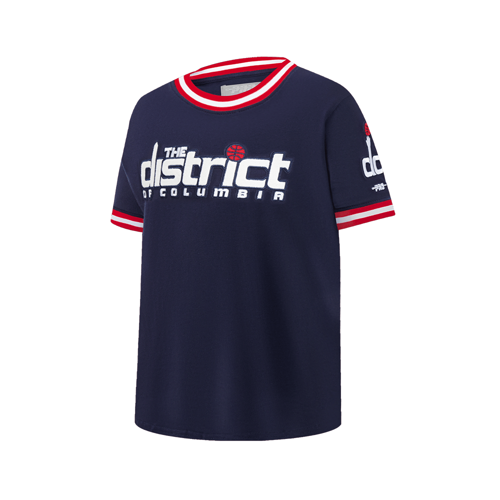 NBA WASHINGTON WIZARDS CLASSIC BIG BOY'S SHORT SLEEVE STRIPED RIB T-Shirt (MIDNIGHT NAVY/RED) product image 2, provided for