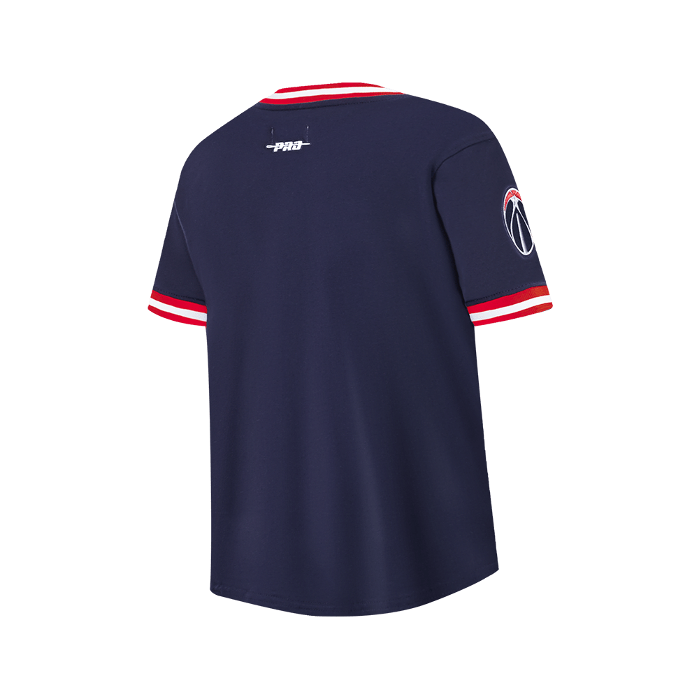 NBA WASHINGTON WIZARDS CLASSIC BIG BOY'S SHORT SLEEVE STRIPED RIB T-Shirt (MIDNIGHT NAVY/RED) product image 4, provided for
