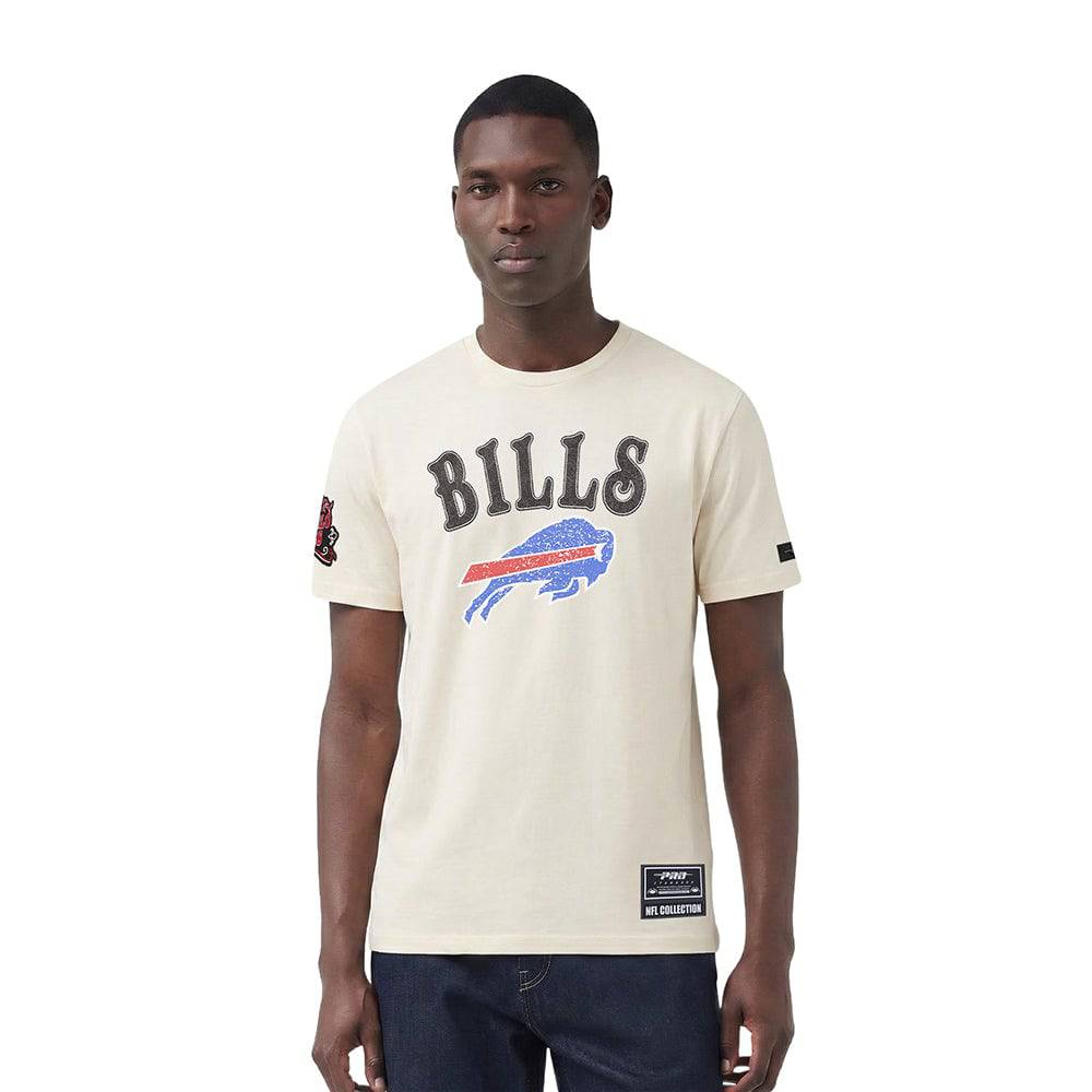 BUFFALO BILLS REBEL ATHLETICS STACKED LOGO Men SJ T-Shirt (EGGSHELL) product image 1, provided for visual reference and