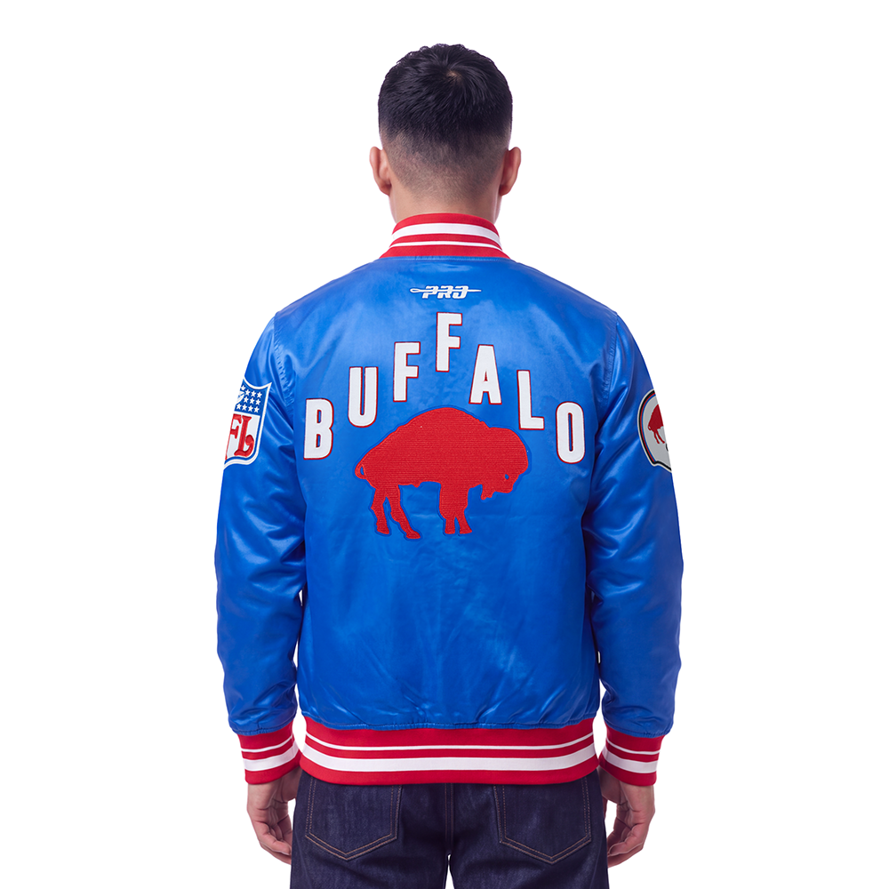 NFL BUFFALO BILLS ON TOP Men SATIN JACKET (ROYAL BLUE/RED) product image 2, provided for visual reference and product detail