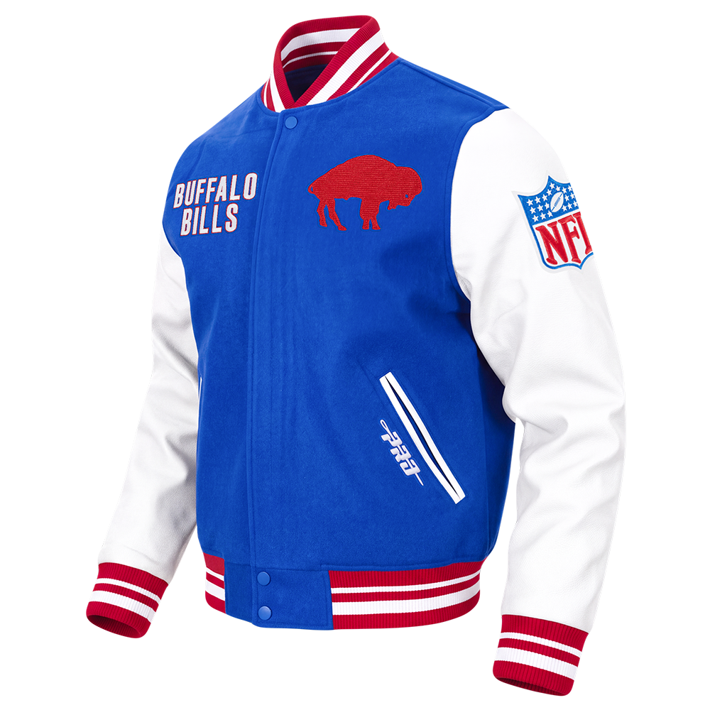 NFL BUFFALO BILLS ON TOP Men VARSITY JACKET (ROYAL BLUE/RED) product image 3, provided for visual reference and product
