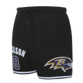 NFL BALTIMORE RAVENS LAMAR JACKSON #8 MESH Men SHORT (BLACK) product image 1, provided for visual reference and product