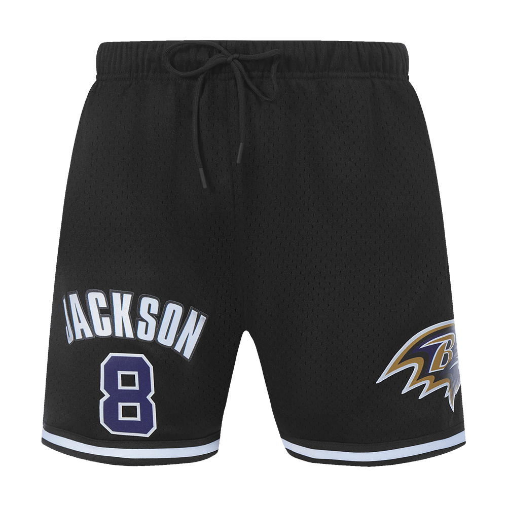 NFL BALTIMORE RAVENS LAMAR JACKSON #8 MESH Men SHORT (BLACK) product image 2, provided for visual reference and product