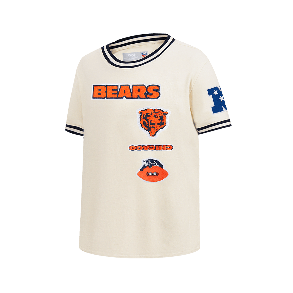 NFL CHICAGO BEARS RETRO CLASSIC BIG BOY'S SS STRIPED RIB T-Shirt (EGGSHELL/ MIDNIGHT NAVY) product image 1, provided for