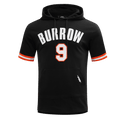 NFL CINCINNATI BENGALS JOE BURROW #9 Men SS PO HOODIE (BLACK/ORANGE) product image 1, provided for visual reference and