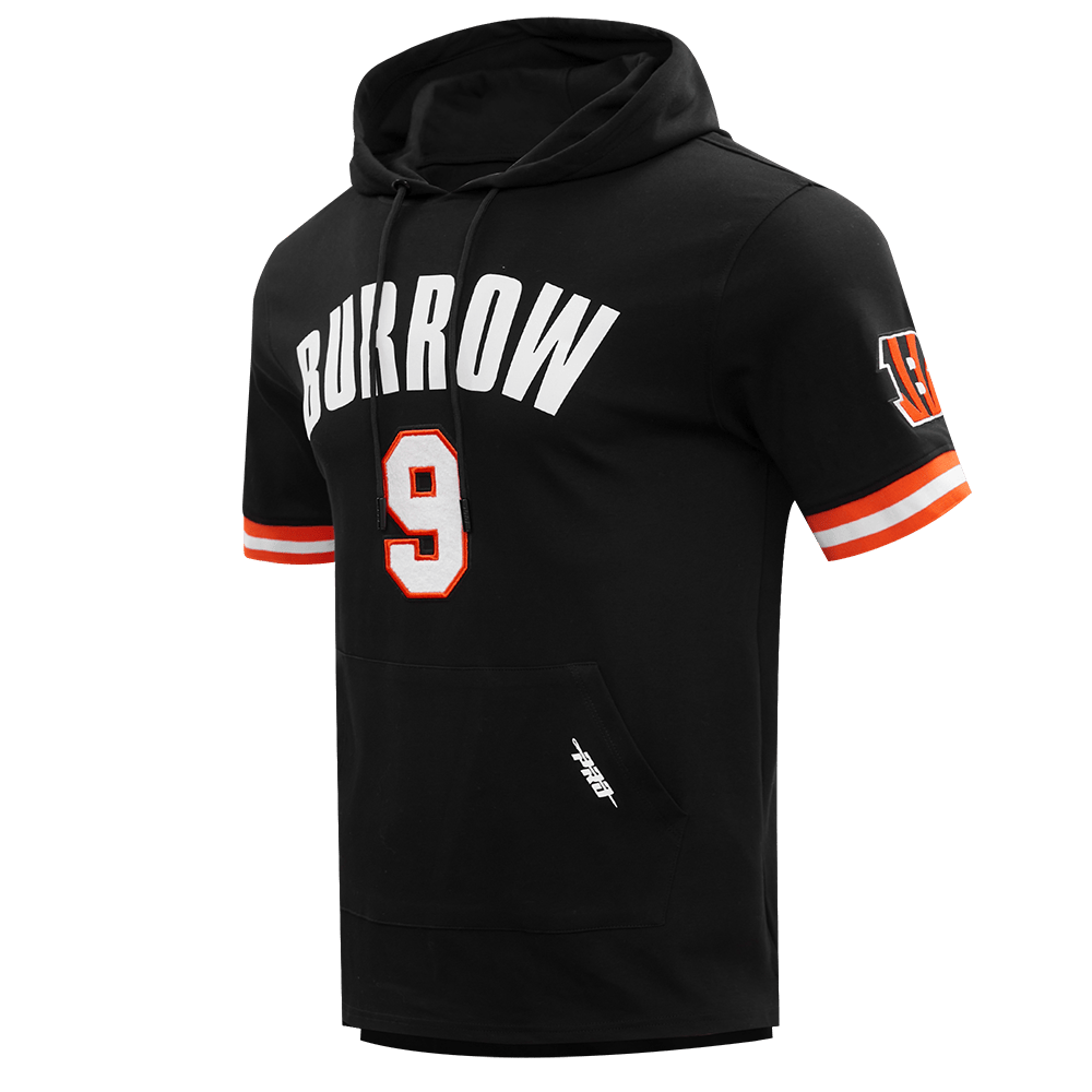 NFL CINCINNATI BENGALS JOE BURROW #9 Men SS PO HOODIE (BLACK/ORANGE) product image 2, provided for visual reference and