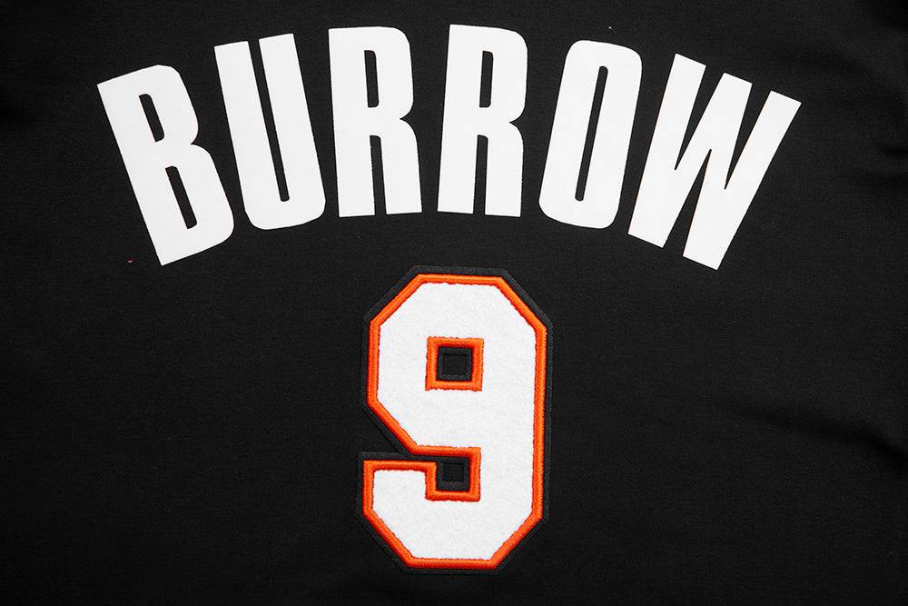 NFL CINCINNATI BENGALS JOE BURROW #9 Men SS PO HOODIE (BLACK/ORANGE) product image 5, provided for visual reference and