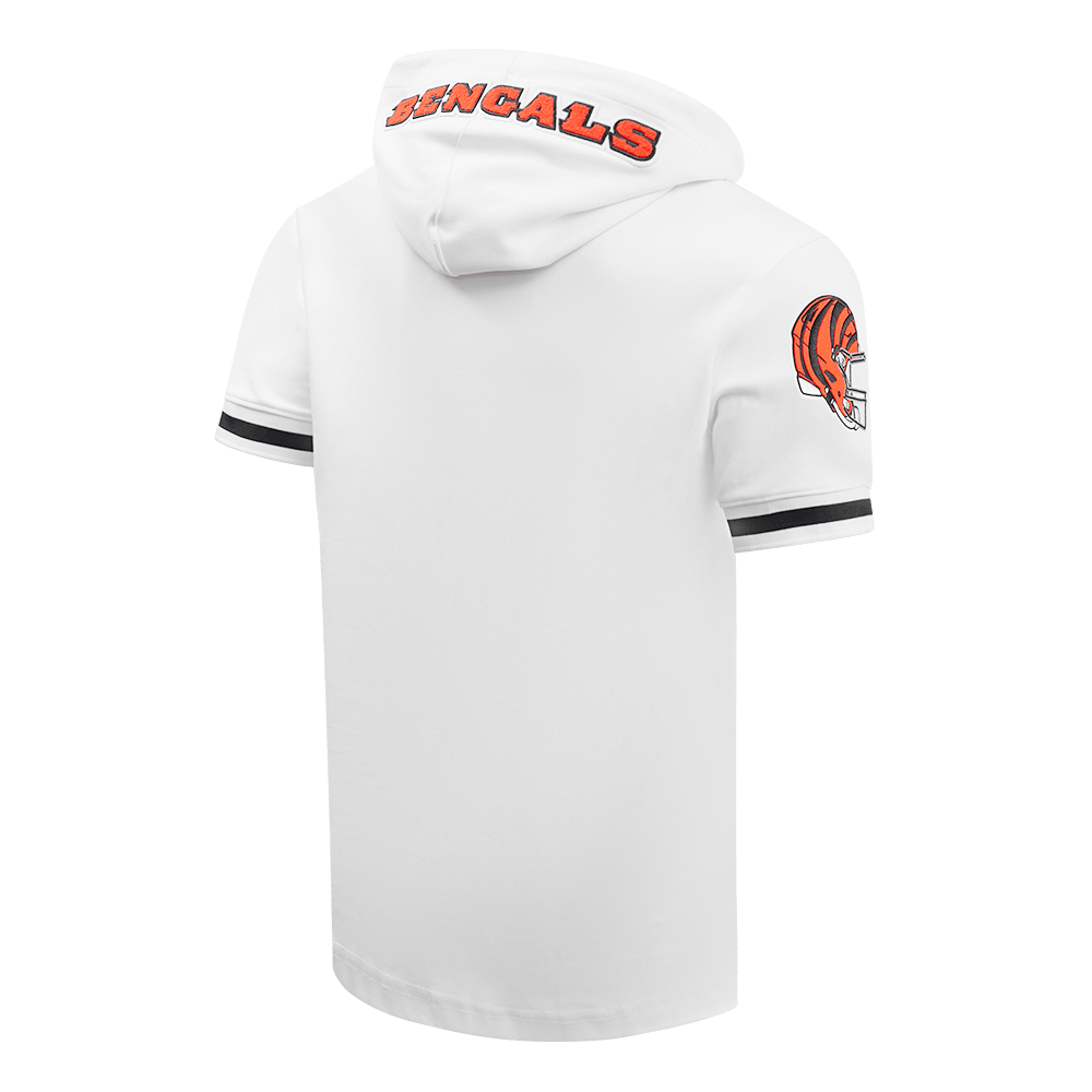 NFL CINCINNATI BENGALS JOE BURROW #9 Men SHORT SLEEVE PULLOVER HOODIE (WHITE/BLACK) product image 4, provided for visual
