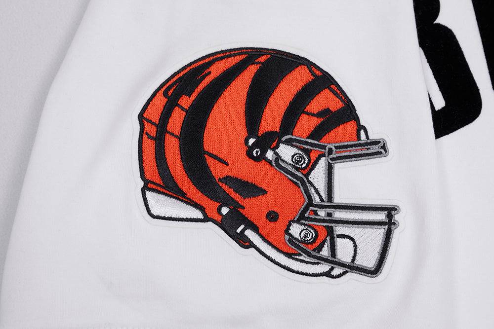 NFL CINCINNATI BENGALS JOE BURROW #9 Men SHORT SLEEVE PULLOVER HOODIE (WHITE/BLACK) product image 6, provided for visual
