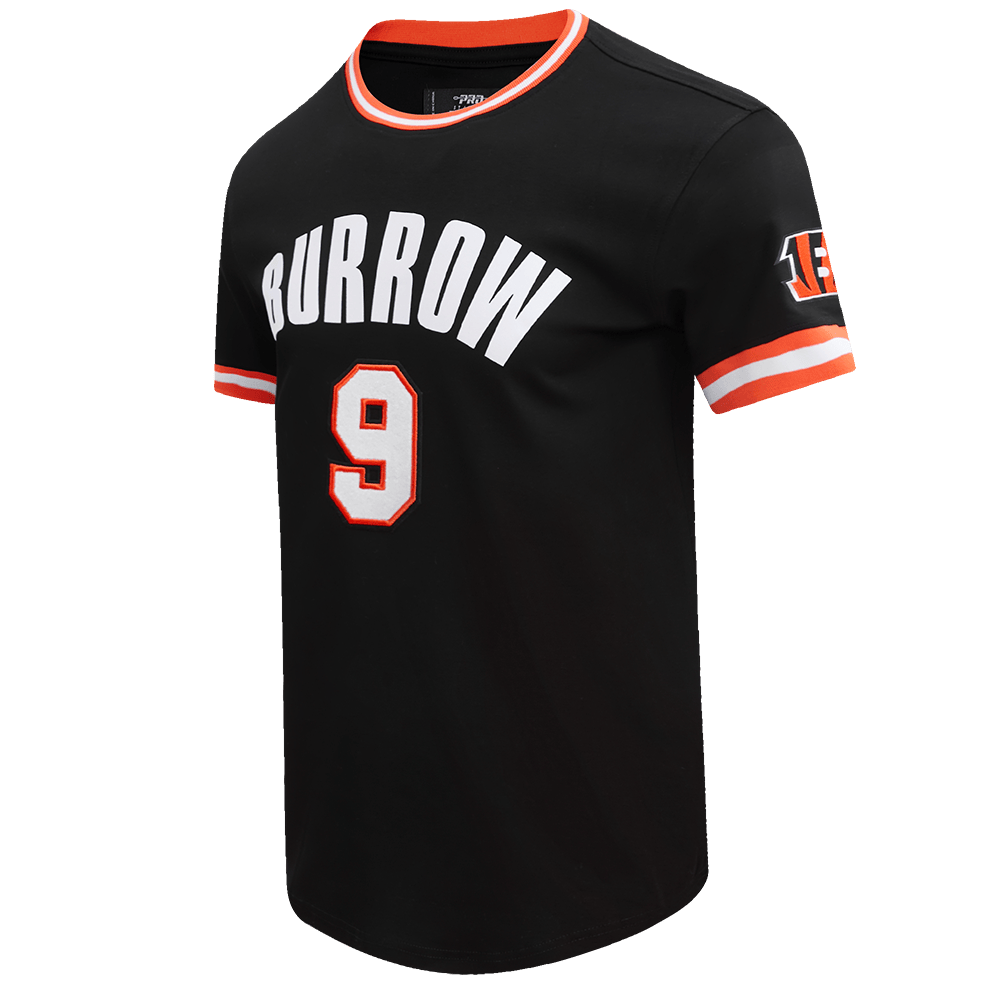 NFL CINCINNATI BENGALS JOE BURROW #9 Men T-Shirt (BLACK/ORANGE) product image 2, provided for visual reference and product