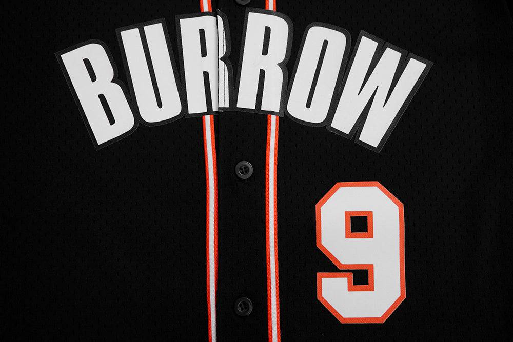 NFL CINCINNATI BENGALS JOE BURROW #9 Men MESH BUTTON DOWN SHIRT (BLACK/ORANGE) product image 5, provided for visual