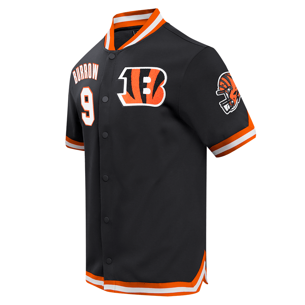 NFL CINCINNATI BENGALS JOE BURROW #9 CLASSIC Men WARM UP JACKET (BLACK/ORANGE) product image 2, provided for visual