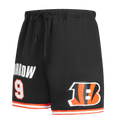 NFL CINCINNATI BENGALS JOE BURROW #9 MESH Men SHORT (BLACK/ORANGE) product image 1, provided for visual reference and