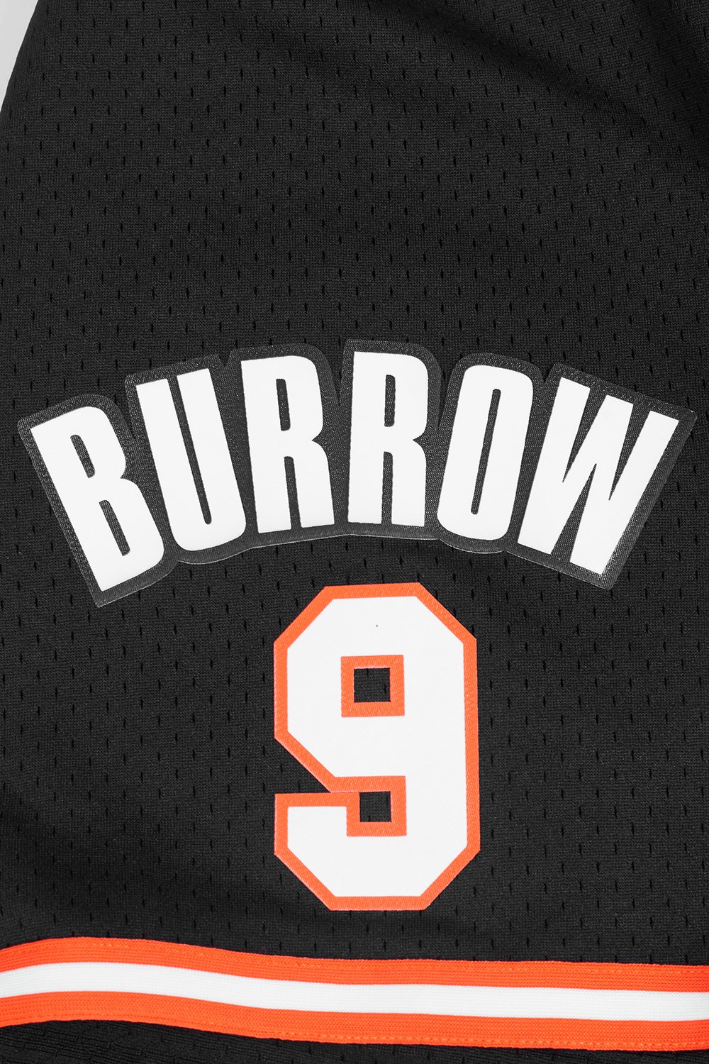 NFL CINCINNATI BENGALS JOE BURROW #9 MESH Men SHORT (BLACK/ORANGE) product image 6, provided for visual reference and
