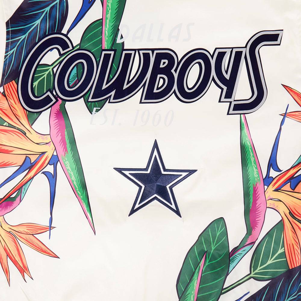 NFL DALLAS COWBOYS PARADISE Men SATIN JACKET (EGGSHELL/ BLACK) product image 5, provided for visual reference and product