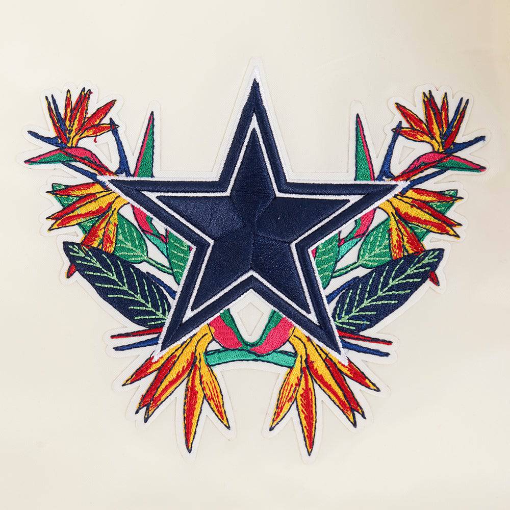 NFL DALLAS COWBOYS PARADISE Men SATIN JACKET (EGGSHELL/ BLACK) product image 6, provided for visual reference and product