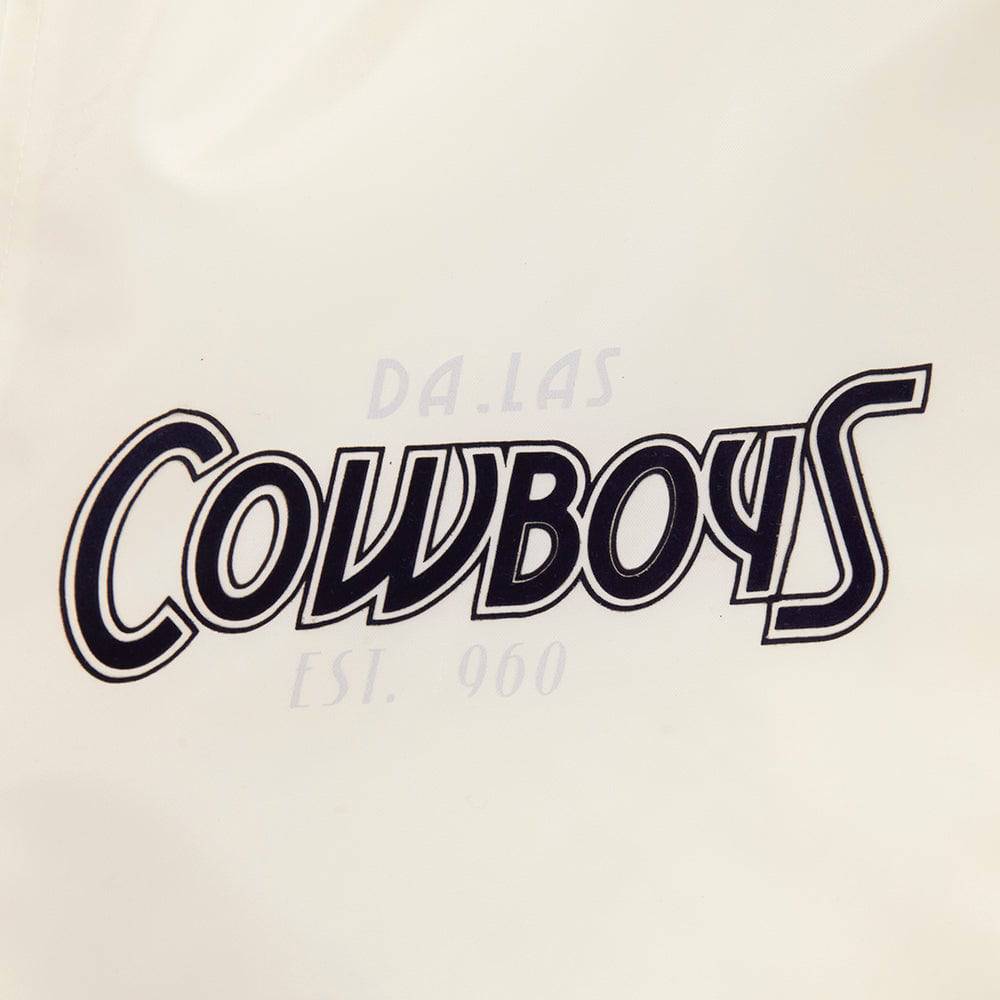 NFL DALLAS COWBOYS PARADISE Men SATIN JACKET (EGGSHELL/ BLACK) product image 7, provided for visual reference and product
