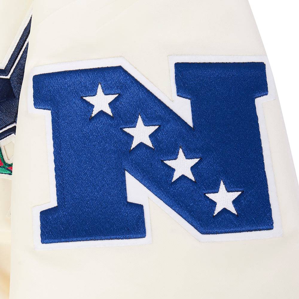 NFL DALLAS COWBOYS PARADISE Men SATIN JACKET (EGGSHELL/ BLACK) product image 9, provided for visual reference and product