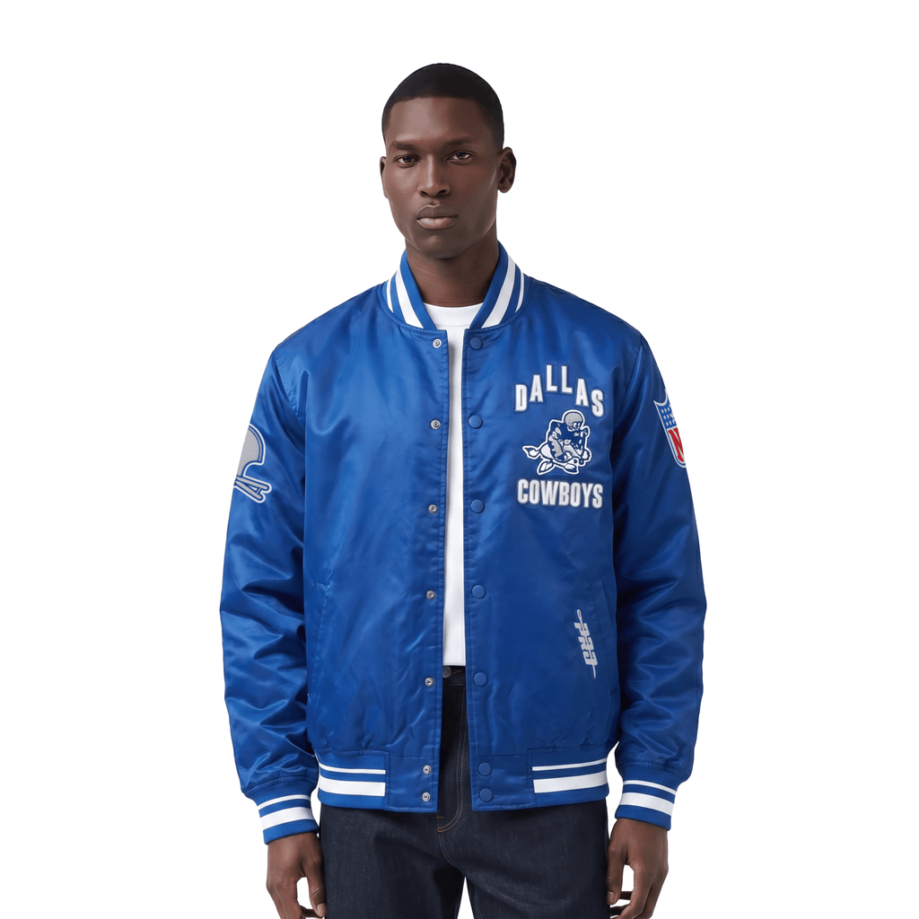 NFL DALLAS COWBOYS ON TOP Men SATIN JACKET (DODGER BLUE) product image 1, provided for visual reference and product detail