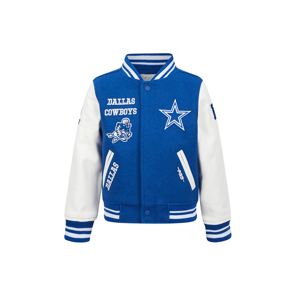 NFL Dallas Cowboys Retro Classic Little Boy'S Rib Wool Varsity Jacket (Dodger Blue/White) product image 1, provided for
