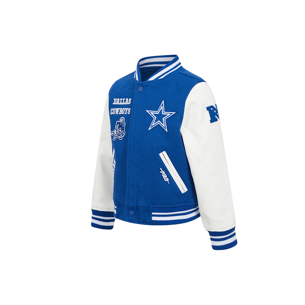 NFL Dallas Cowboys Retro Classic Little Boy'S Rib Wool Varsity Jacket (Dodger Blue/White) product image 2, provided for