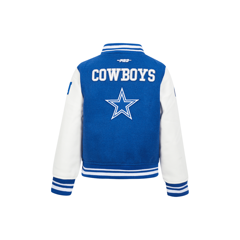 NFL Dallas Cowboys Retro Classic Little Boy'S Rib Wool Varsity Jacket (Dodger Blue/White) product image 3, provided for