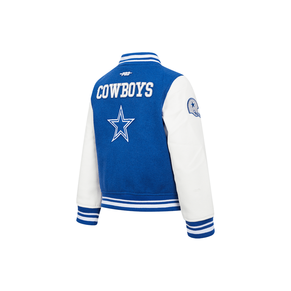 NFL Dallas Cowboys Retro Classic Little Boy'S Rib Wool Varsity Jacket (Dodger Blue/White) product image 4, provided for