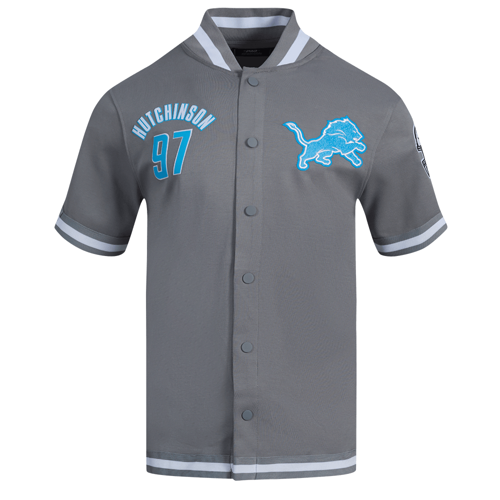 NFL DETROIT LIONS CLASSIC CHENILLE Men BUTTON DOWN (GRAY) product image 1, provided for visual reference and product detail