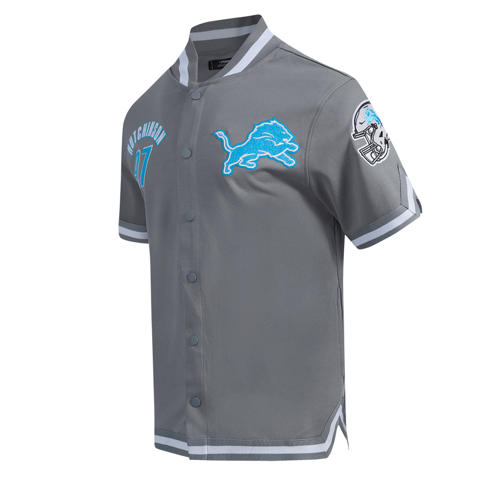 NFL DETROIT LIONS CLASSIC CHENILLE Men BUTTON DOWN (GRAY) product image 2, provided for visual reference and product detail