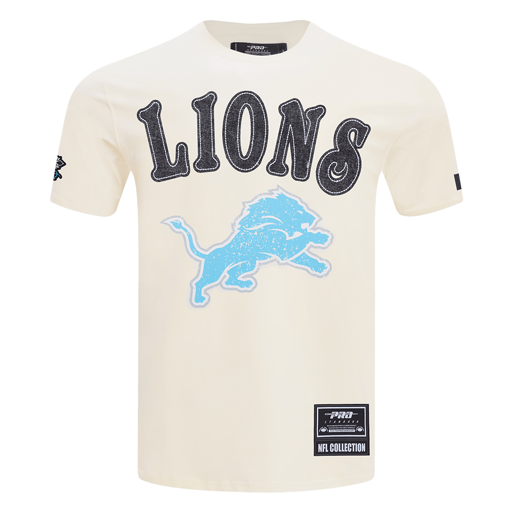NFL DETROIT LIONS REBEL ATHLETICS STACKED LOGO Men SJ T-Shirt (EGGSHELL) product image 3, provided for visual reference and