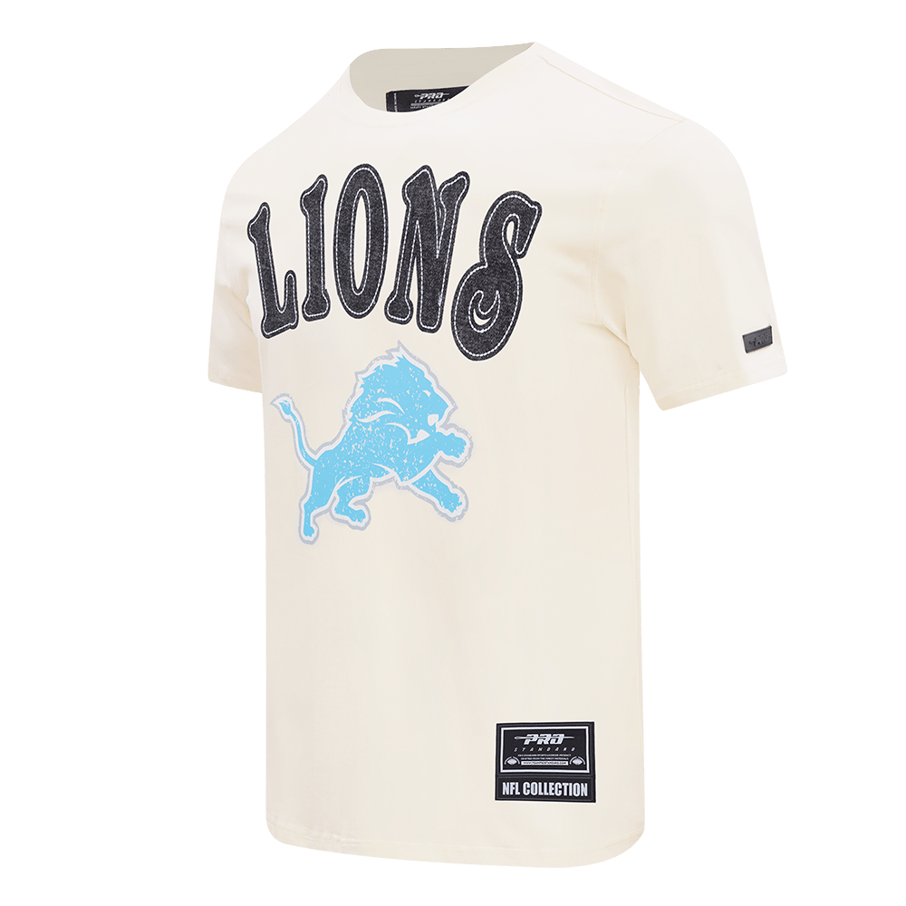 NFL DETROIT LIONS REBEL ATHLETICS STACKED LOGO Men SJ T-Shirt (EGGSHELL) product image 4, provided for visual reference and