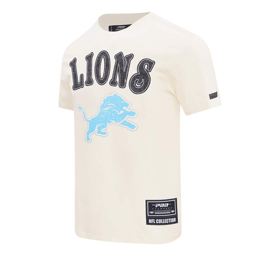 NFL DETROIT LIONS REBEL ATHLETICS STACKED LOGO Men SJ T-Shirt (EGGSHELL) product image 5, provided for visual reference and