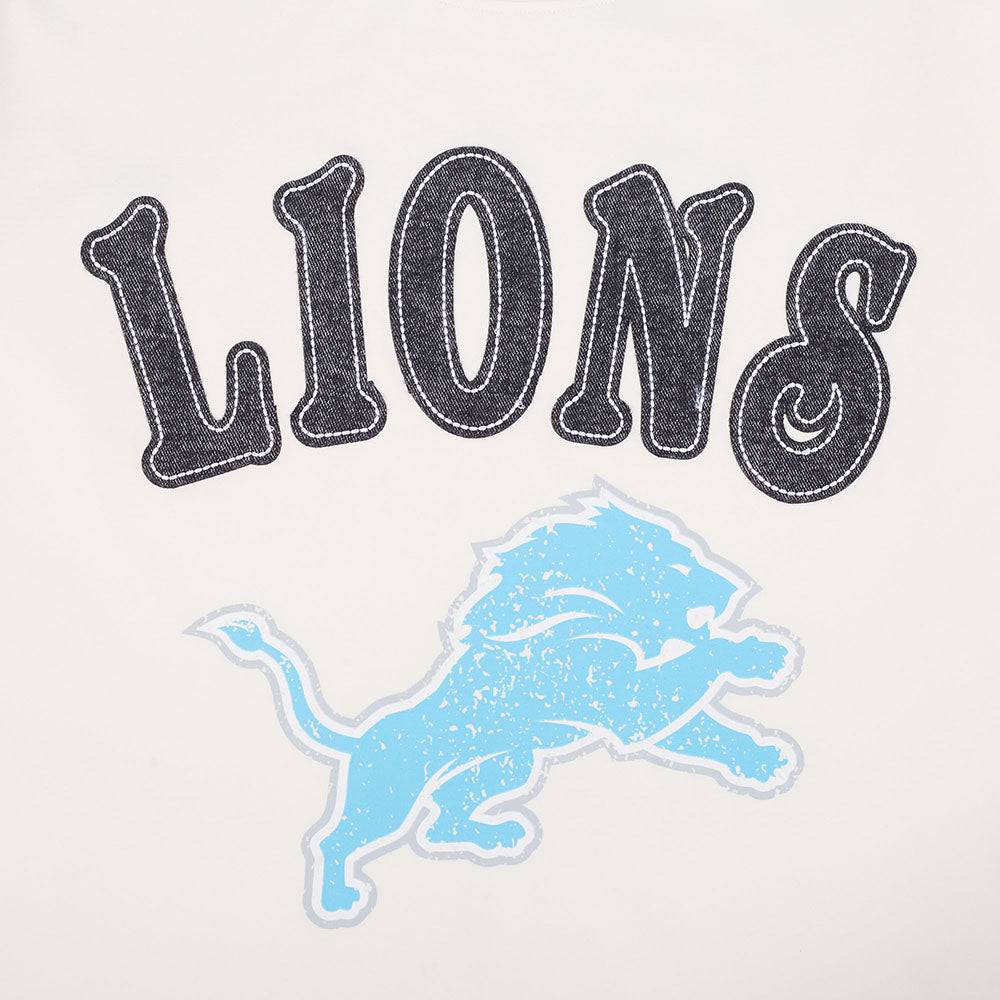 NFL DETROIT LIONS REBEL ATHLETICS STACKED LOGO Men SJ T-Shirt (EGGSHELL) product image 8, provided for visual reference and