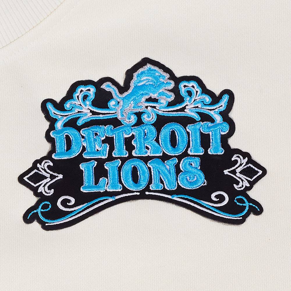 NFL DETROIT LIONS REBEL ATHLETICS Men FLC CREWNECK (EGGSHELL) product image 13, provided for visual reference and product