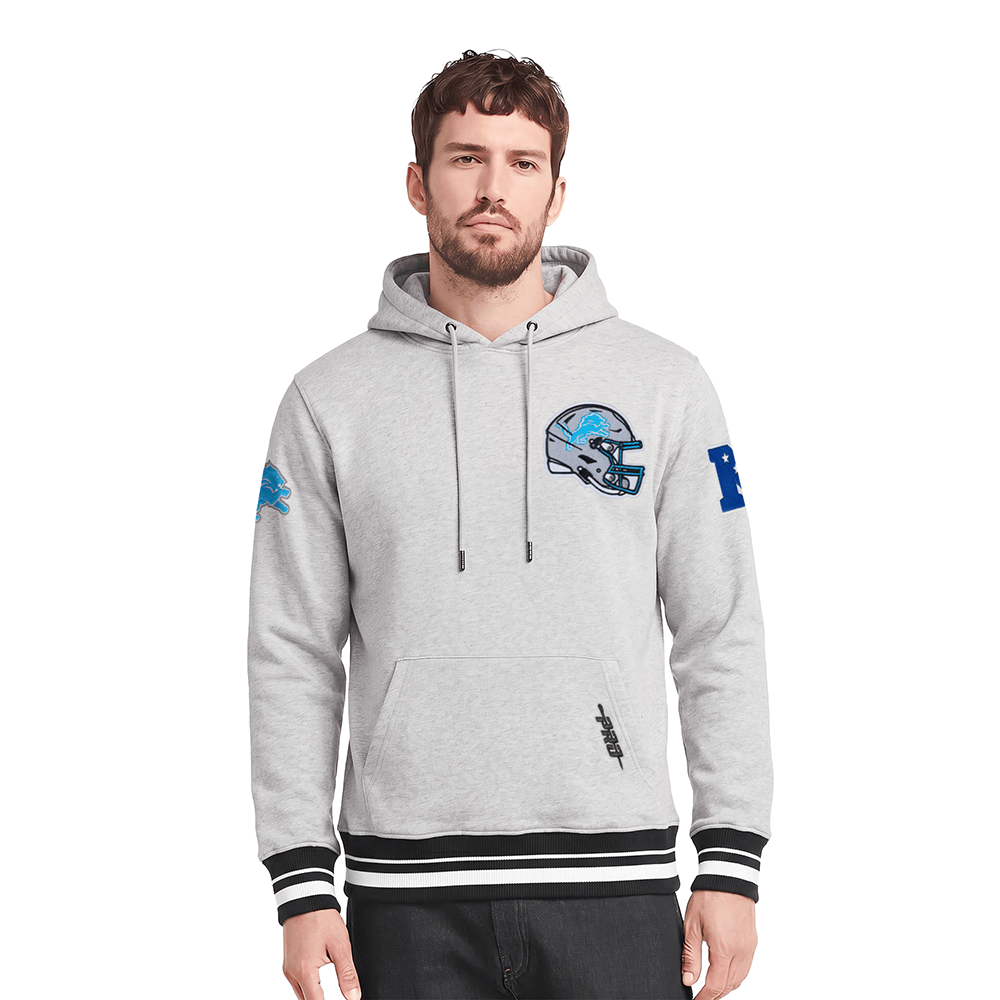 NFL DETROIT LIONS DAY ONE Men PULL OVER HOODIE (HEATHER GRAY/BLACK) product image 1, provided for visual reference and