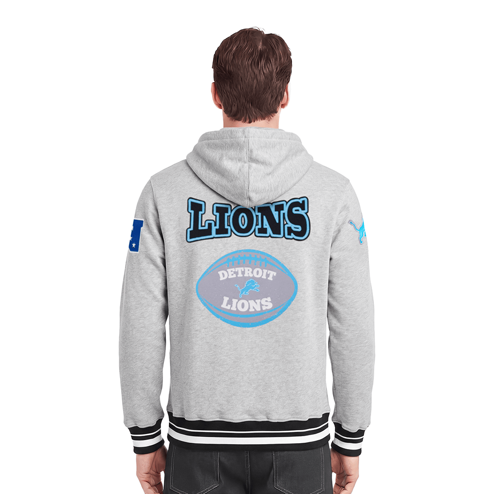 NFL DETROIT LIONS DAY ONE Men PULL OVER HOODIE (HEATHER GRAY/BLACK) product image 2, provided for visual reference and