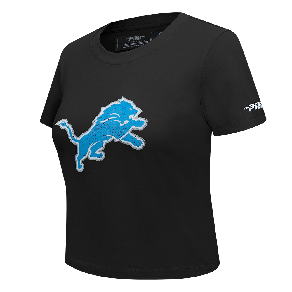 NFL DETROIT LIONS REBEL ATHLETICS Women BABY DOLL T-Shirt (BLACK) product image 10, provided for visual reference and