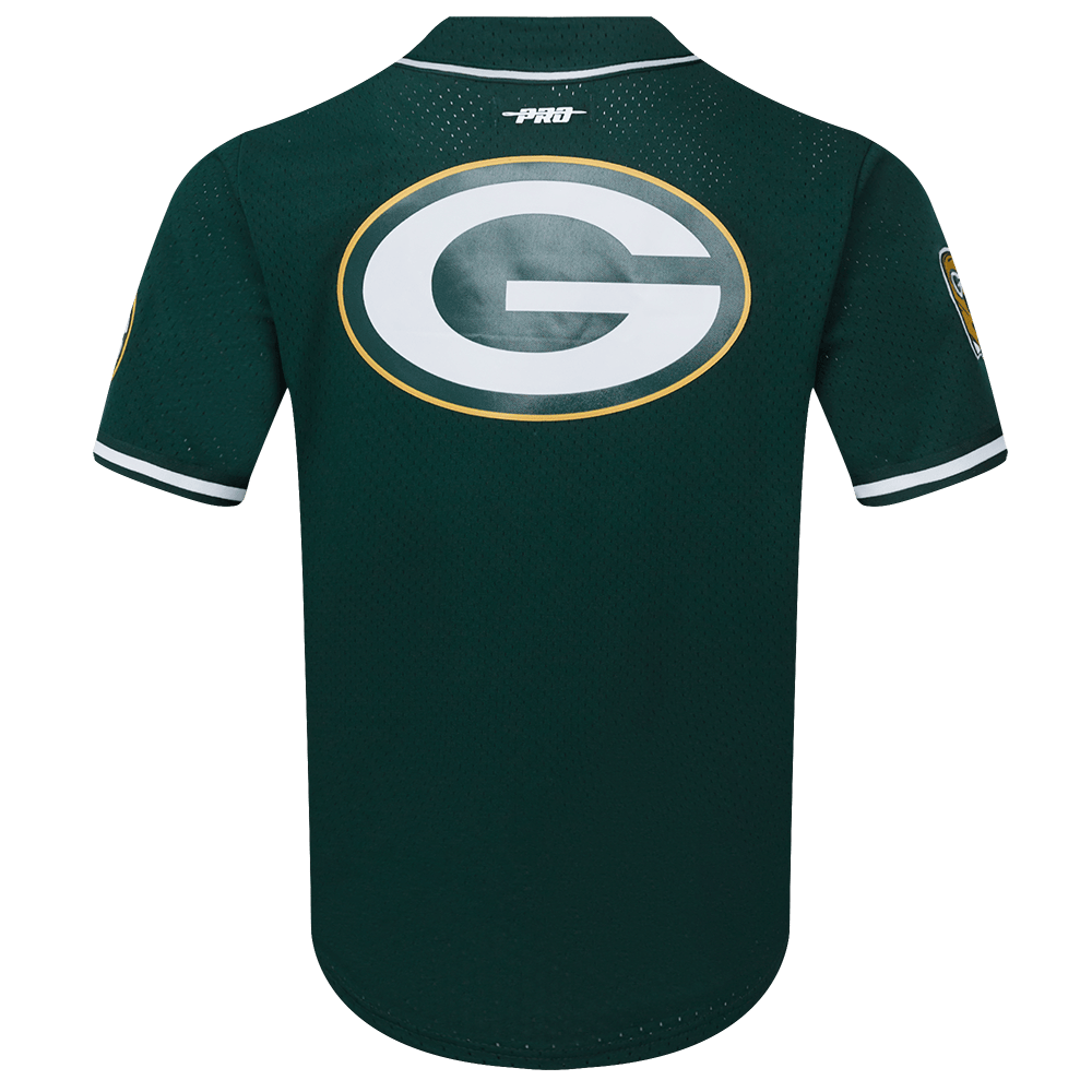 NFL GREEN BAY PACKERS JORDAN LOVE #10 CLASSIC Men MESH BUTTON DOWN SHIRT (FOREST GREEN) product image 3, provided for visual