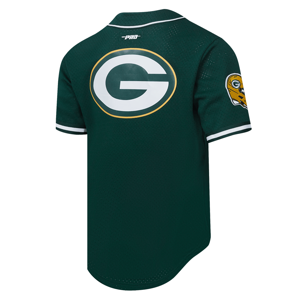 NFL GREEN BAY PACKERS JORDAN LOVE #10 CLASSIC Men MESH BUTTON DOWN SHIRT (FOREST GREEN) product image 4, provided for visual