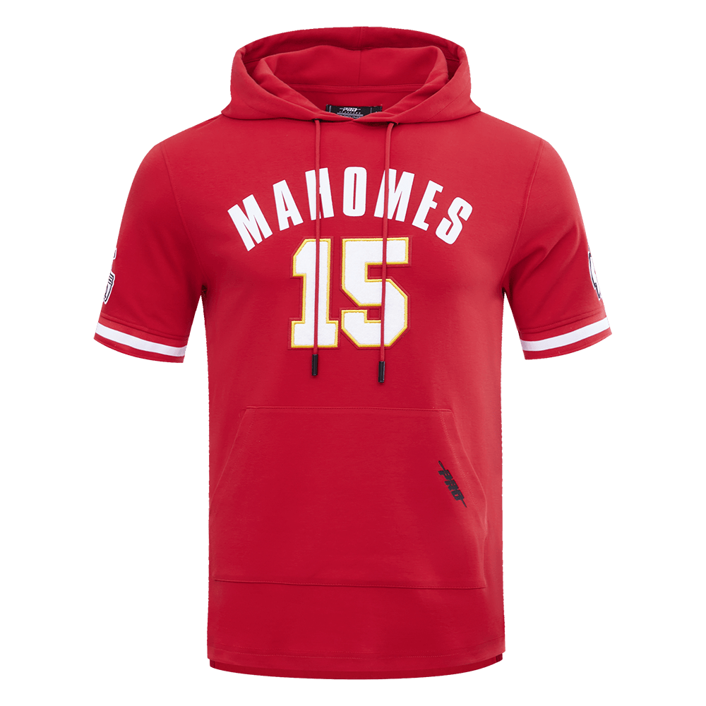 NFL KANSAS CITY CHIEFS PATRICK MAHOMES #15 Men SHORT SLEEVE PULLOVER HOODIE (RED) product image 1, provided for visual